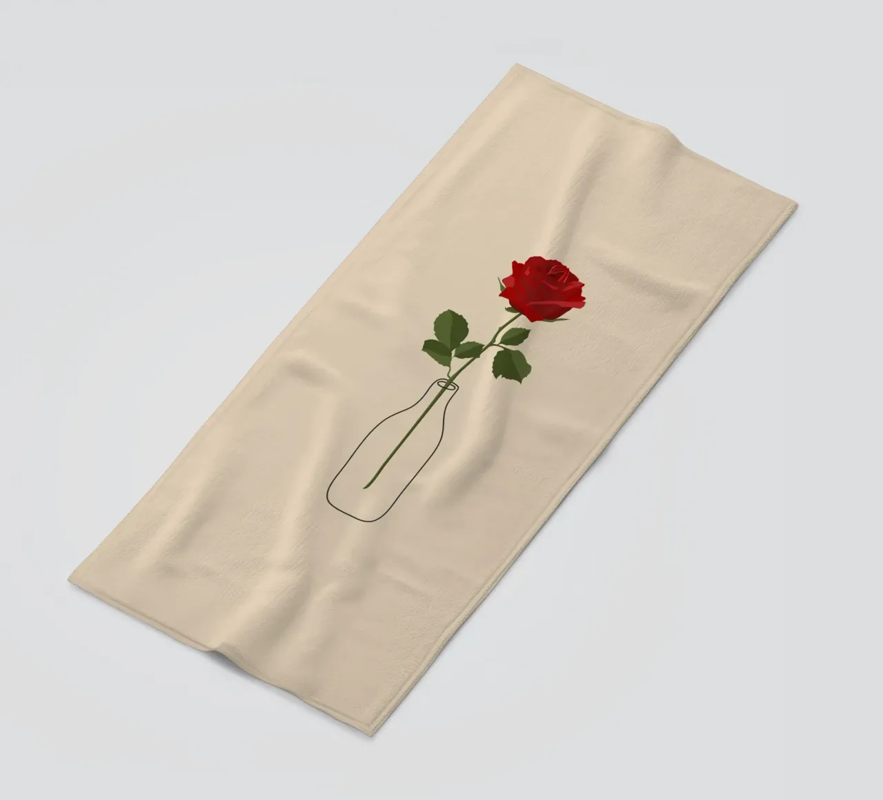 Una rosa roja en un jarrón | Minimalist Botanical Art Print toalla de playa de NorwesClub