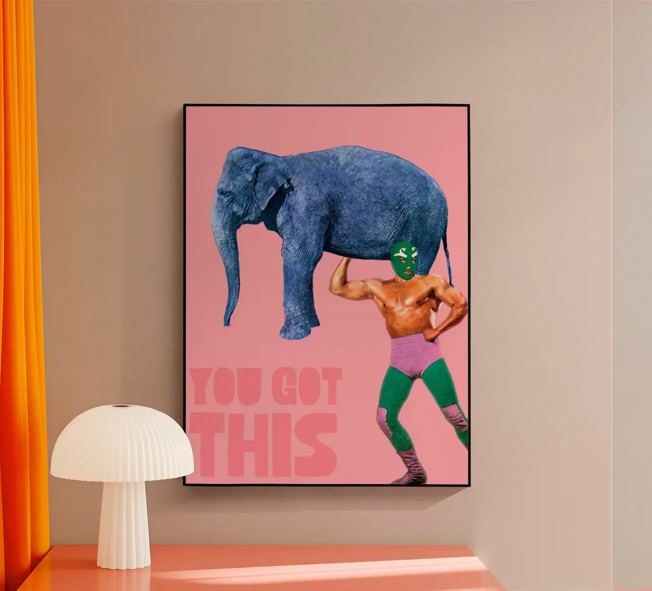You got this! (Elephant & Luchador) plexiglass da MsGonzalez