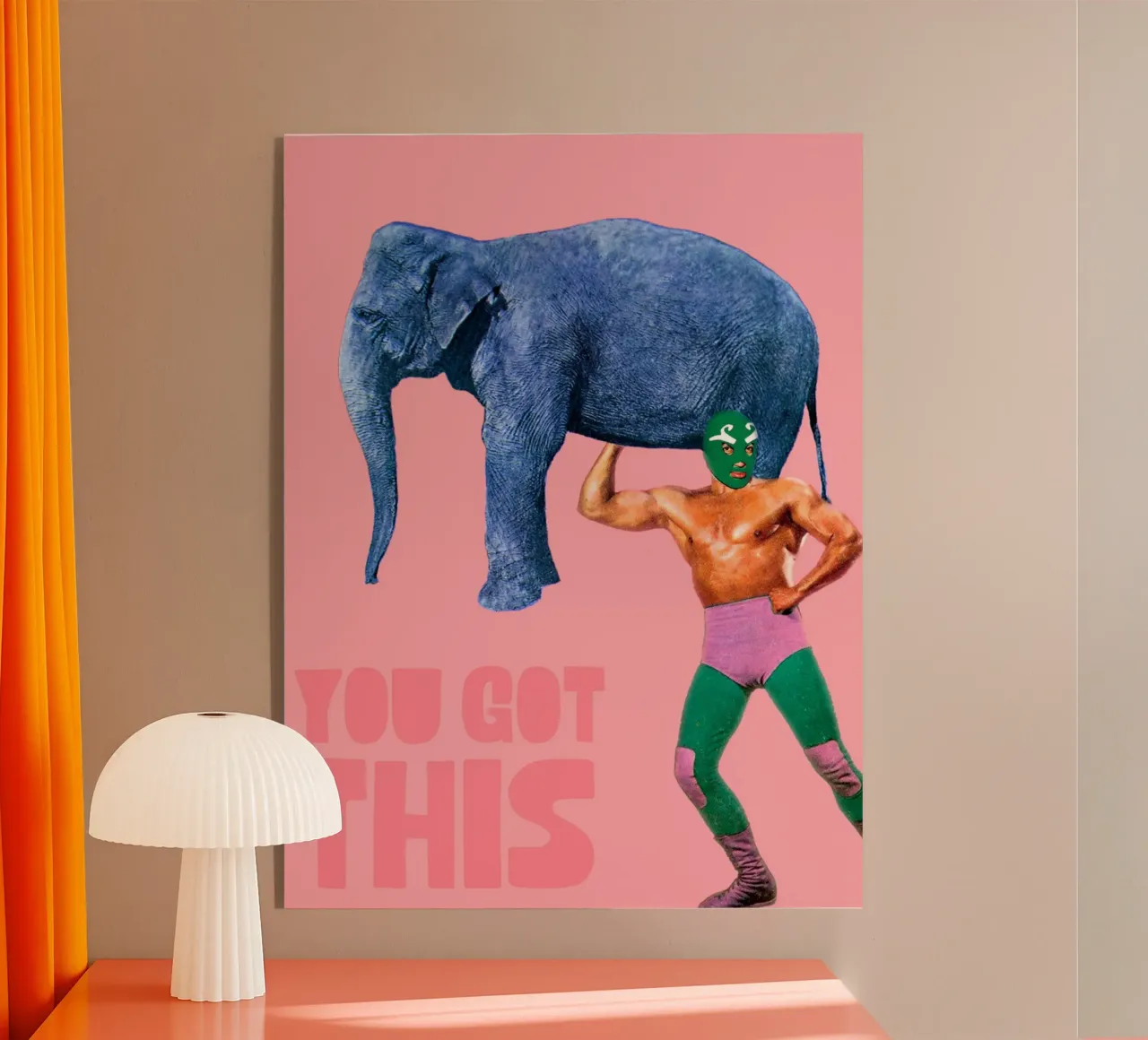 You got this! (Elephant & Luchador) plexiglass da MsGonzalez