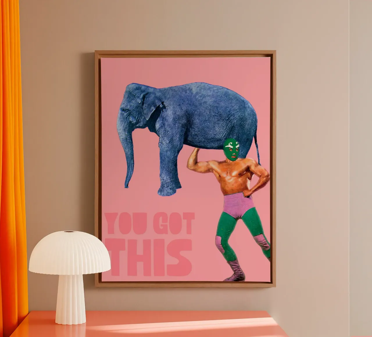 You got this! (Elephant & Luchador) canvas by MsGonzalez