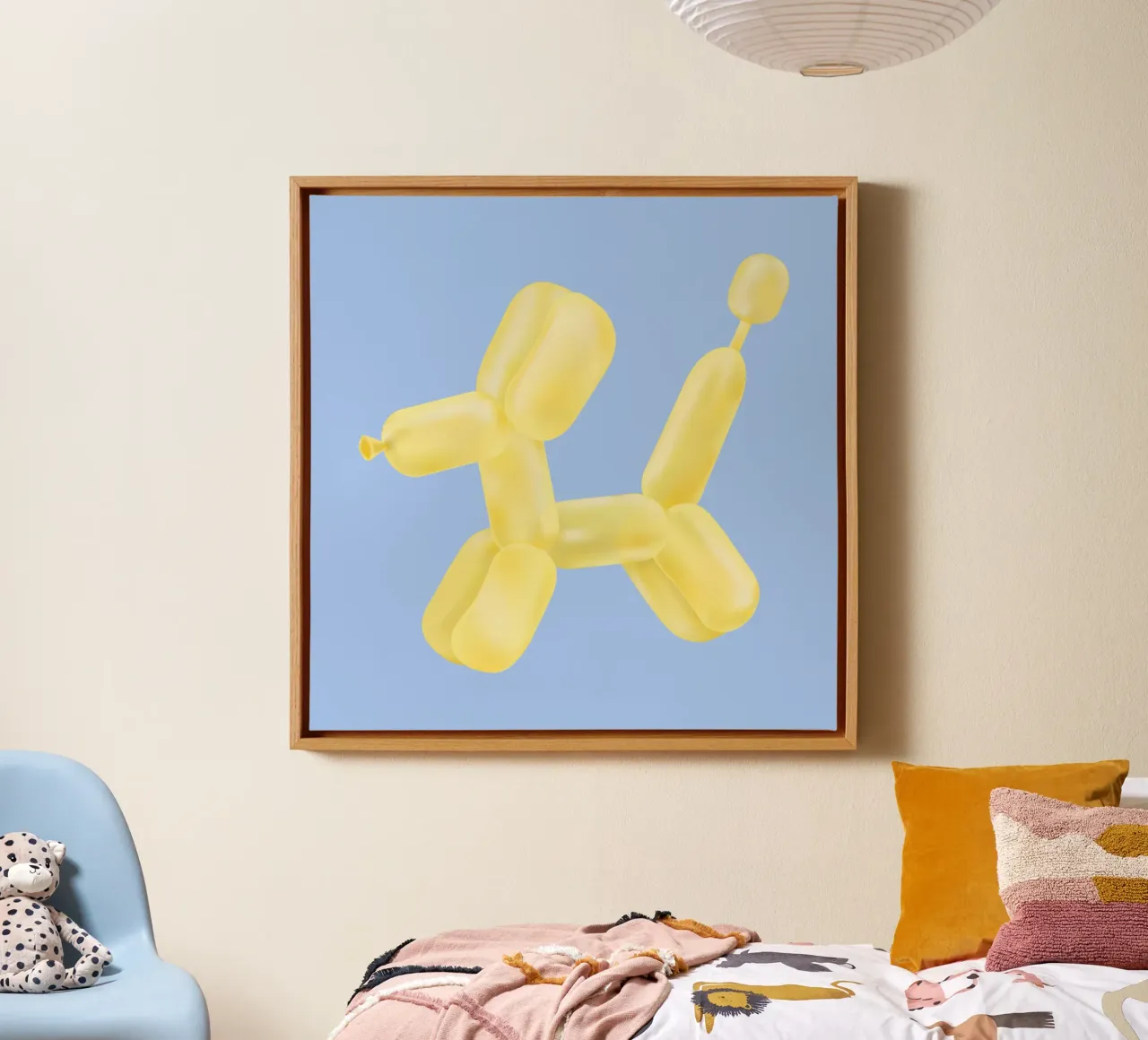 Gele Ballon Hond Pop Art | Speels Modern Sculptuur Print canvas met Baklijst van NorwesClub