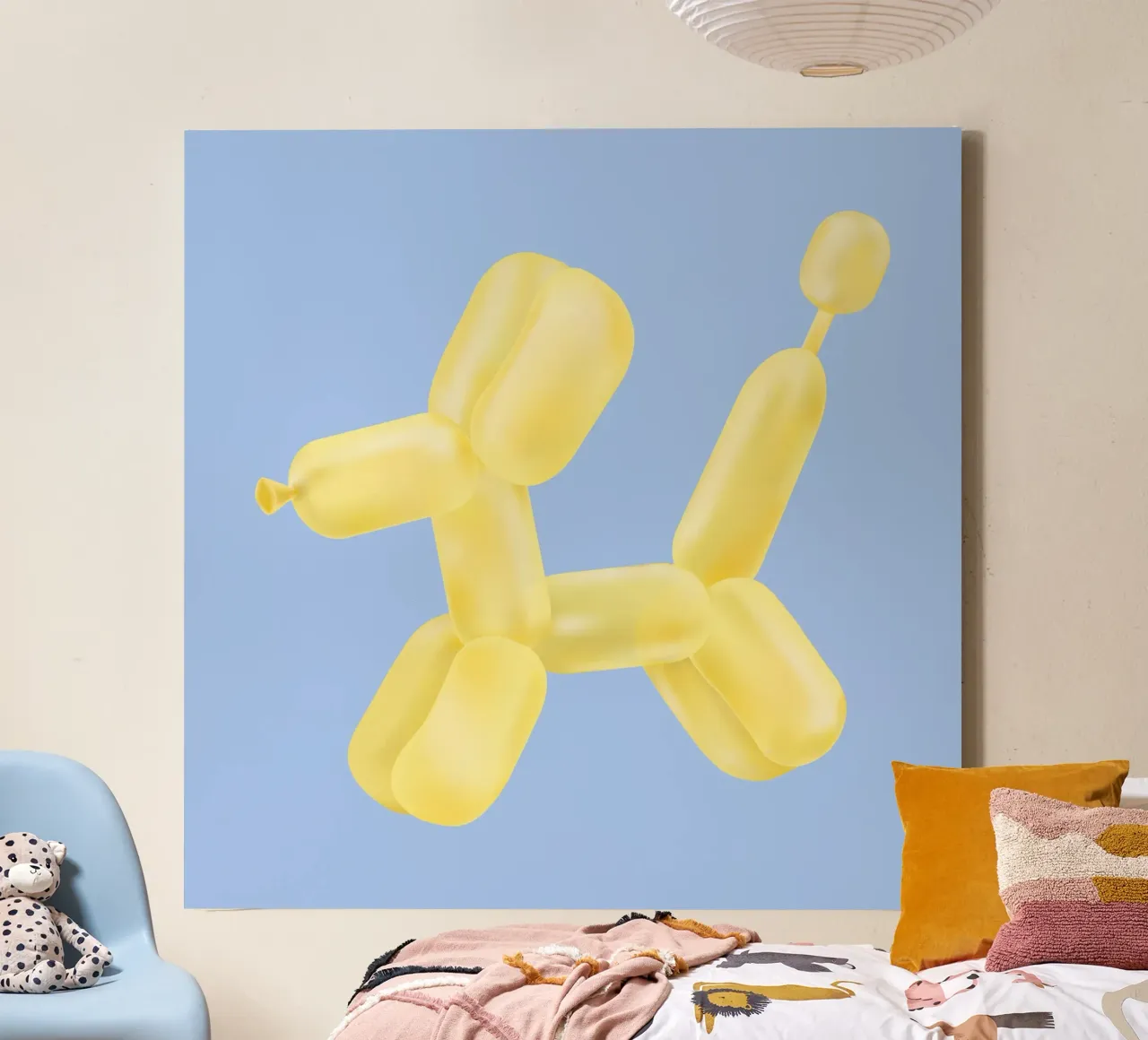 Gele Ballon Hond Pop Art | Speels Modern Sculptuur Print canvas met Baklijst van NorwesClub