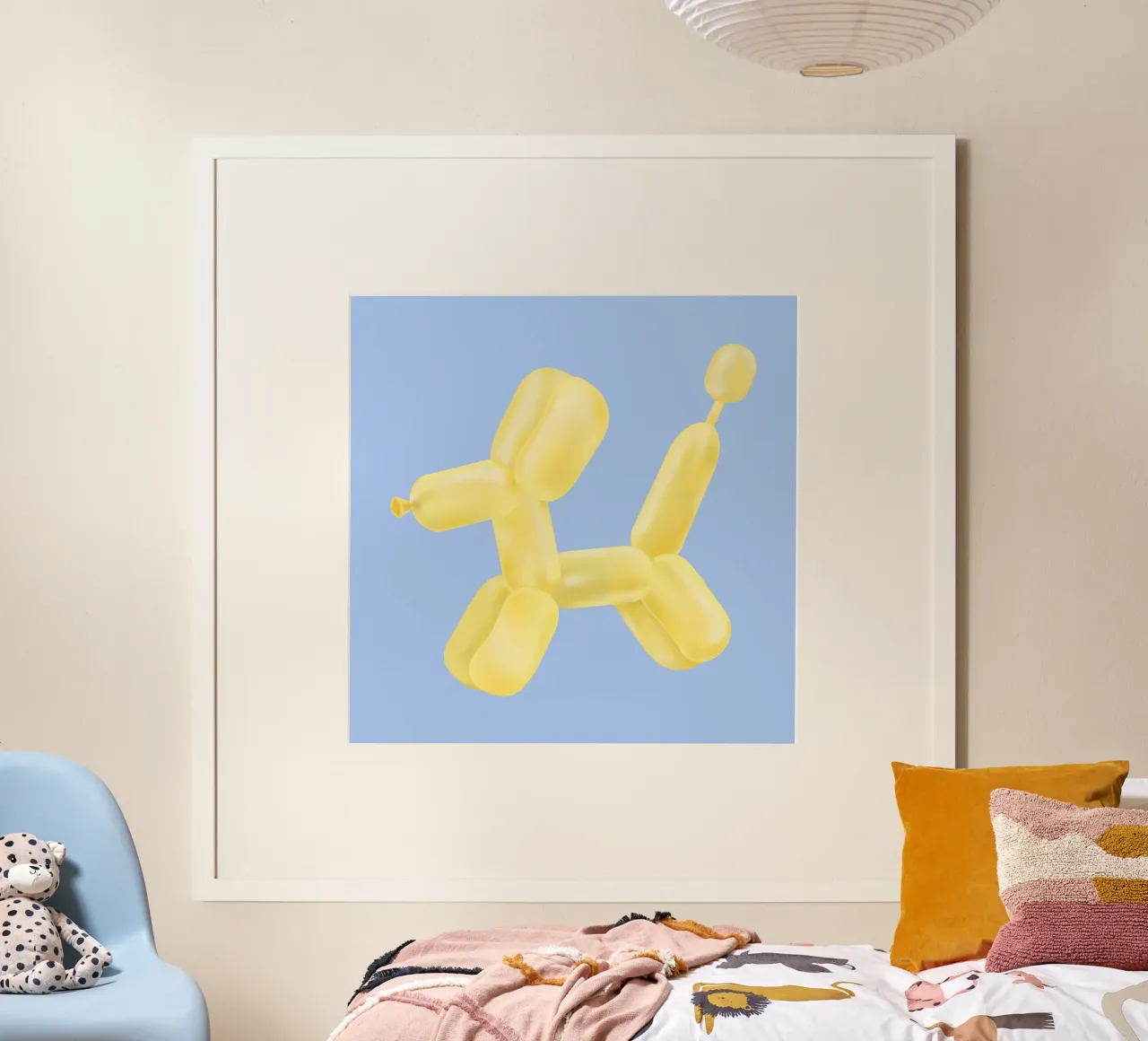 Globo Amarillo Perro Pop Art | Playful Modern Sculpture Print poster de NorwesClub