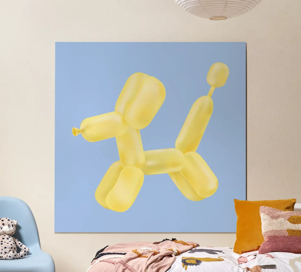 Globo Amarillo Perro Pop Art | Playful Modern Sculpture Print poster de NorwesClub