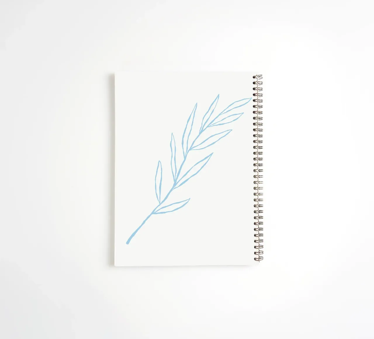 Minimalist Blue Leaf Branch | Serene Botanical Line Art Prin spiral notebook by NorwesClub