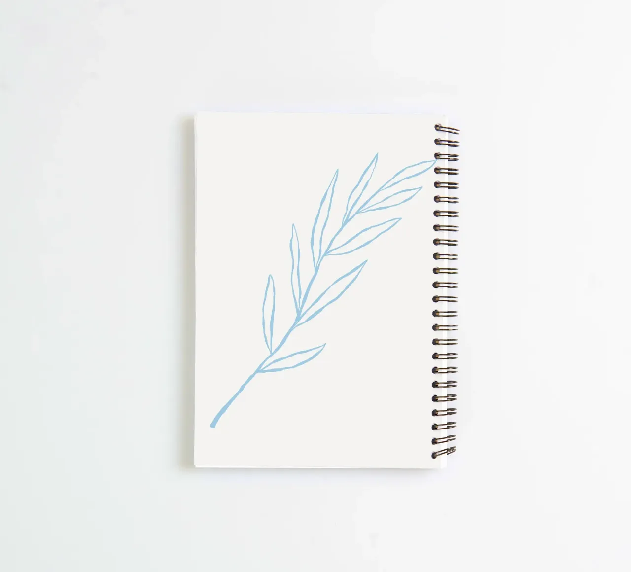 Minimalist Blue Leaf Branch | Serene Botanical Line Art Prin spiral notebook by NorwesClub
