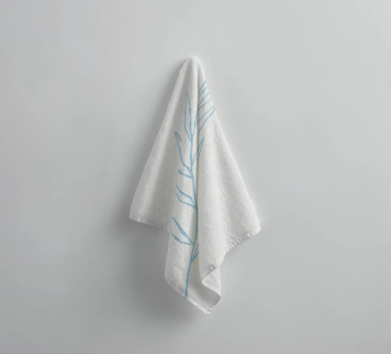 Minimalist Blue Leaf Branch | Serene Botanical Line Art Prin towel by NorwesClub