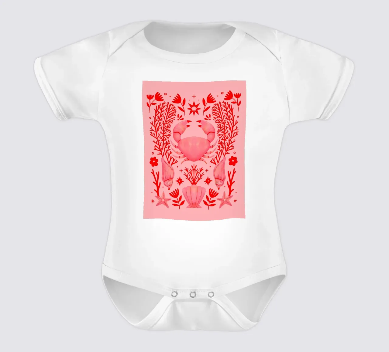 Pink Crab body neonato maniche corte da dafnedesignstudio
