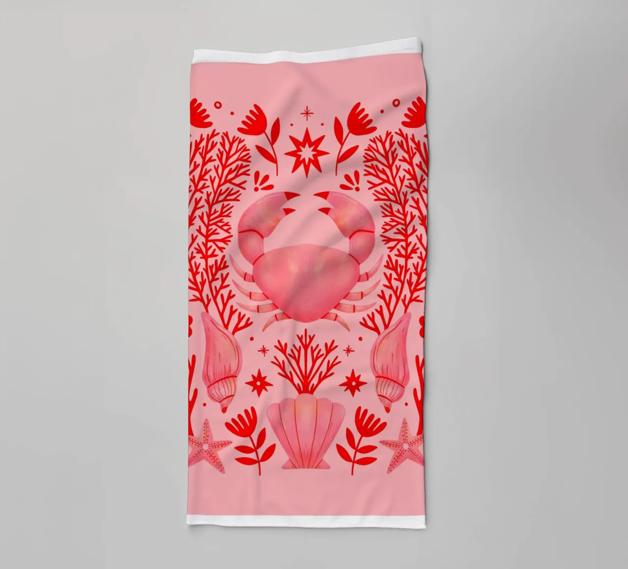 Pink Crab towel by dafnedesignstudio