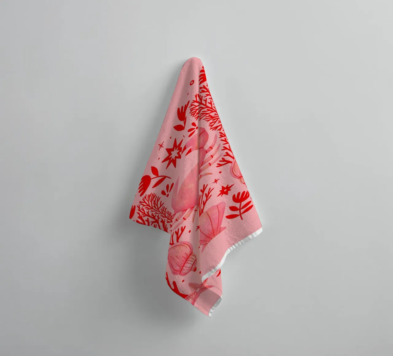 Pink Crab towel by dafnedesignstudio