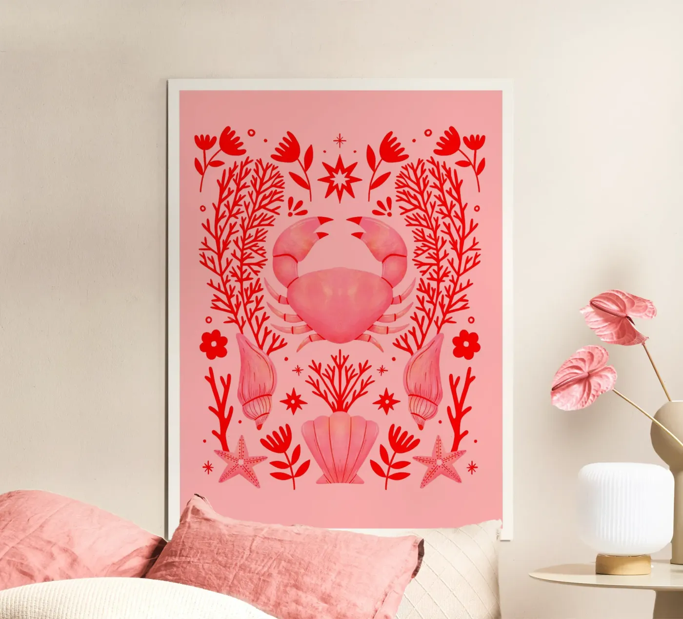 Pink Crab poster da dafnedesignstudio