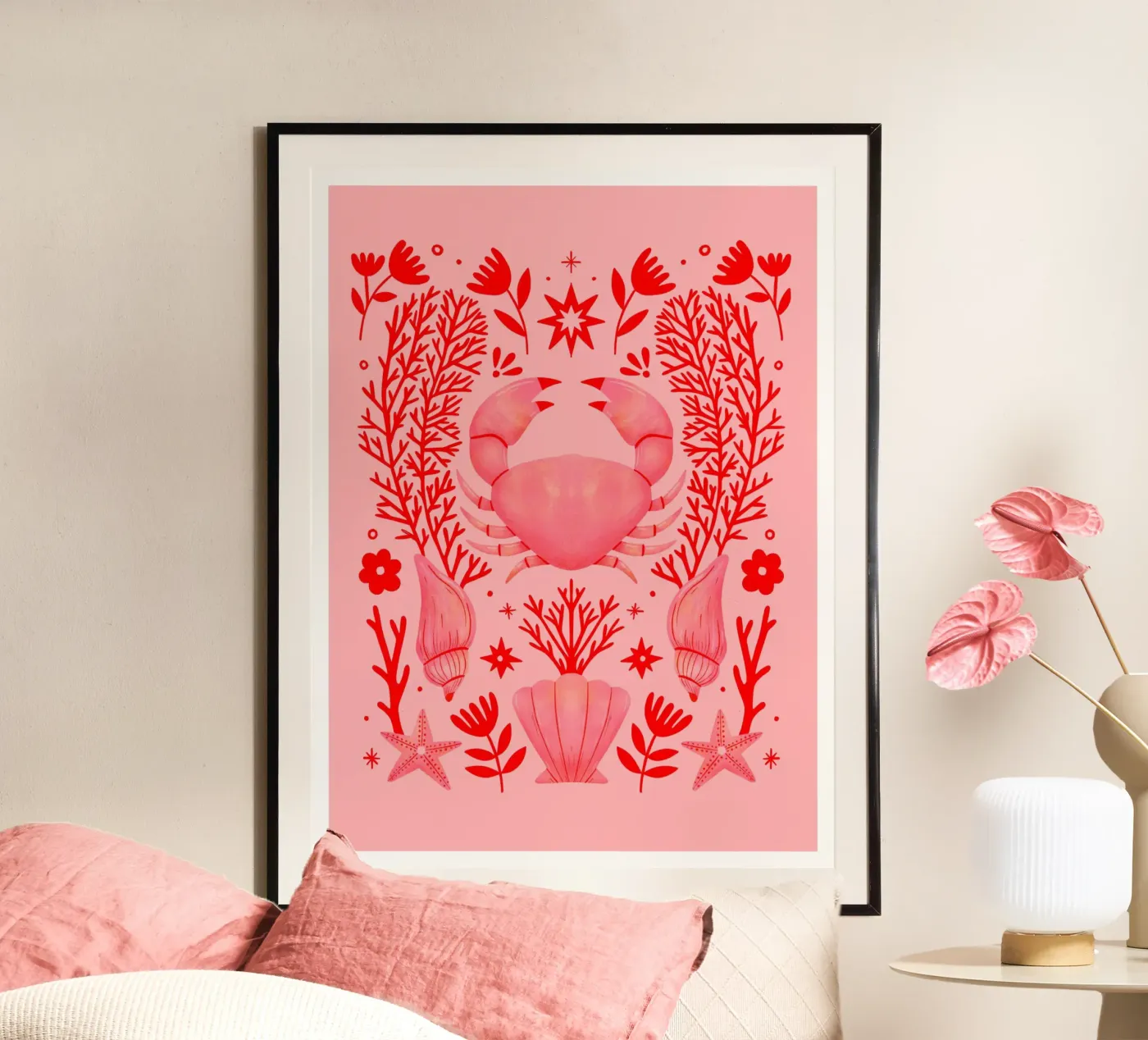 Pink Crab poster da dafnedesignstudio