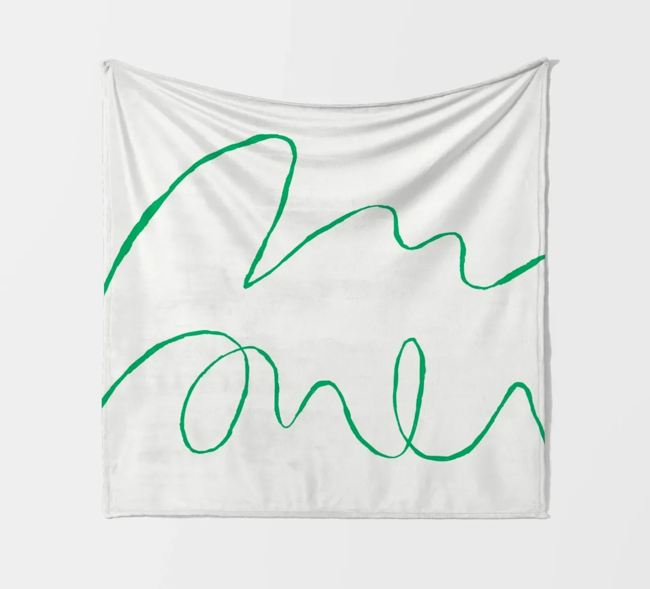 Abstract Green Scribble Art | Minimalist Line Drawing Print fleece blanket by NorwesClub