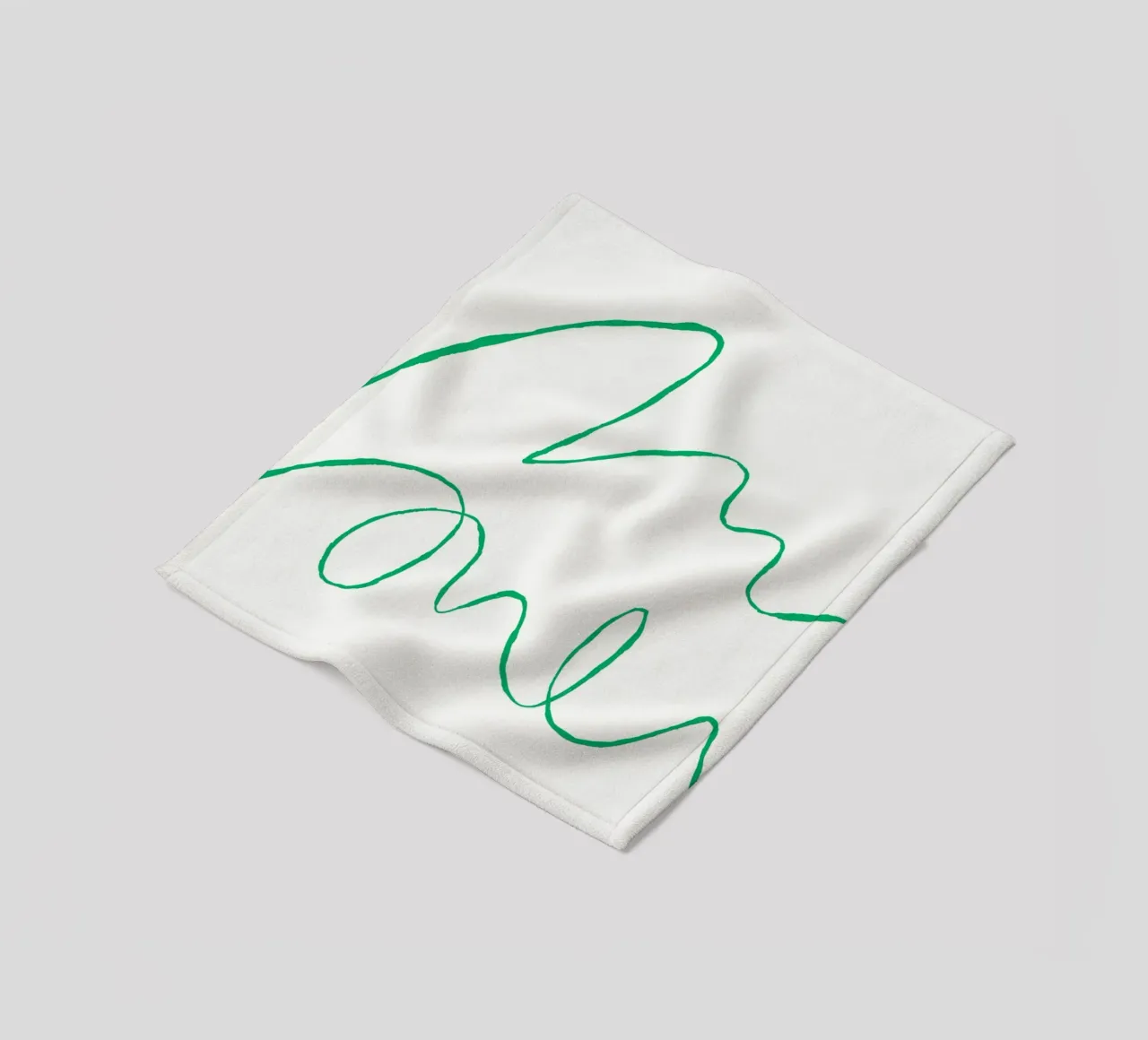 Abstract Green Scribble Art | Minimalist Line Drawing Print fleece blanket by NorwesClub