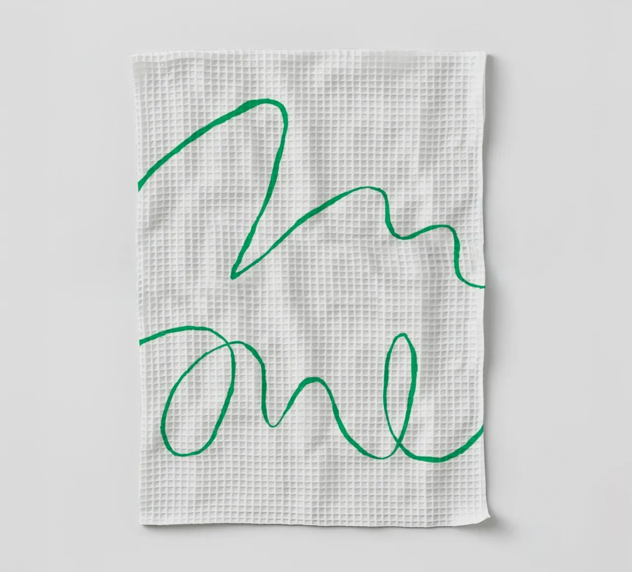 Dessin de ligne abstrait vert | Minimalist Line Drawing Print torchon de NorwesClub