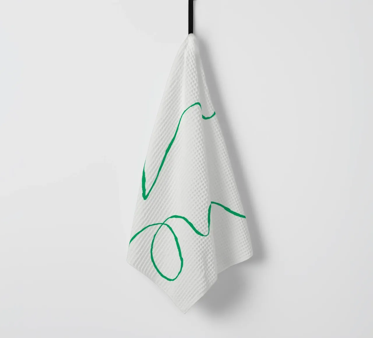 Dessin de ligne abstrait vert | Minimalist Line Drawing Print torchon de NorwesClub