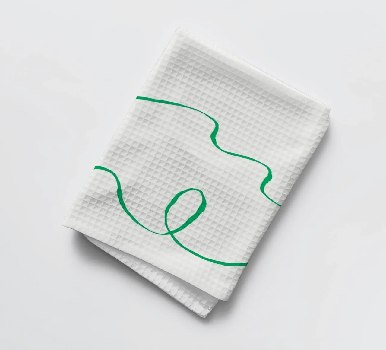 Dessin de ligne abstrait vert | Minimalist Line Drawing Print torchon de NorwesClub