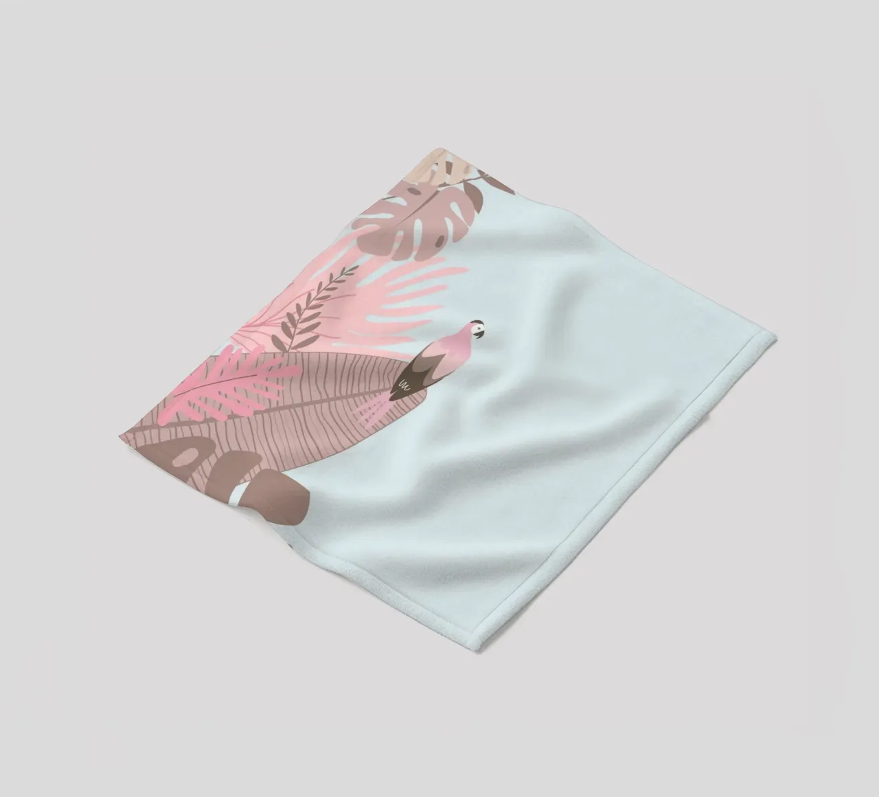 Pappagallo tropicale e foglie pastello | Estetica Boho Jungle Prin coperta in pile da NorwesClub