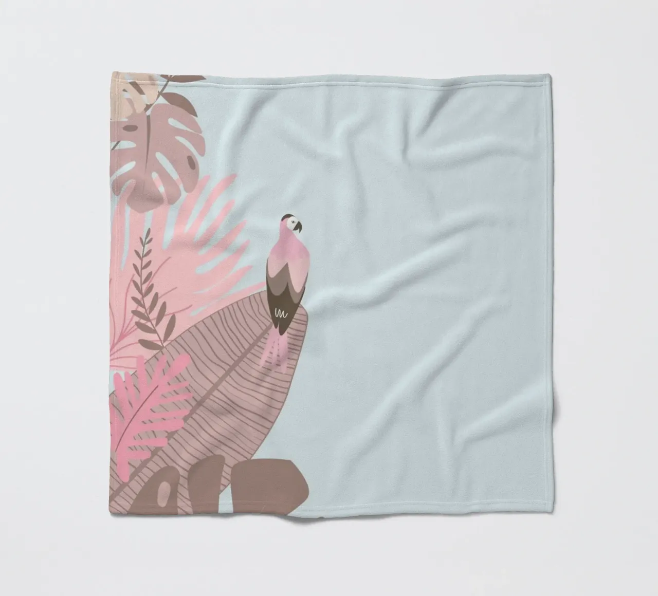 Pappagallo tropicale e foglie pastello | Estetica Boho Jungle Prin coperta in pile da NorwesClub