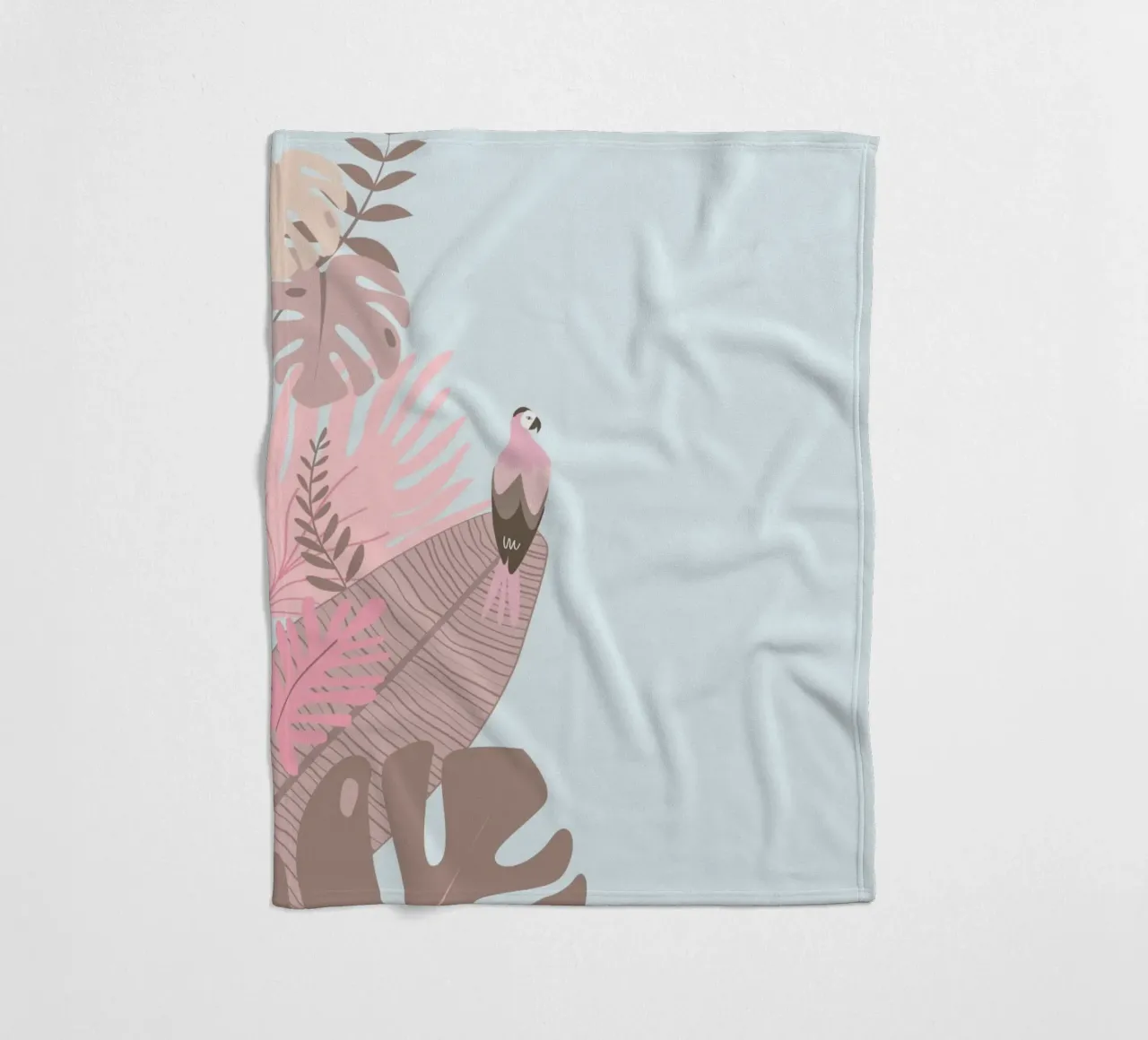 Pappagallo tropicale e foglie pastello | Estetica Boho Jungle Prin coperta in pile da NorwesClub