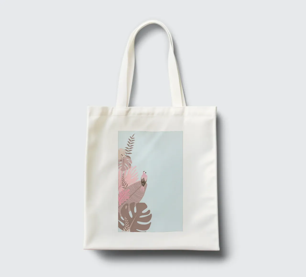Pappagallo tropicale e foglie pastello | Estetica Boho Jungle Prin borsa in juta da NorwesClub