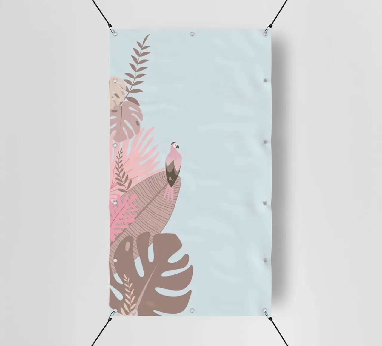 Pappagallo tropicale e foglie pastello | Estetica Boho Jungle Prin telo in pvc da NorwesClub