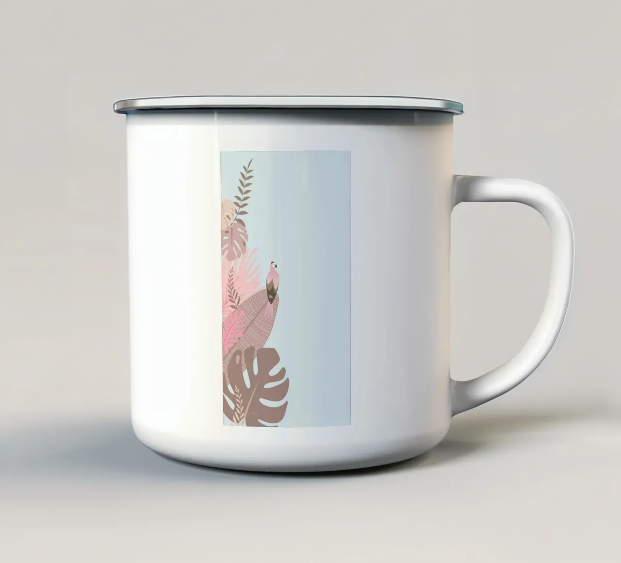 Pappagallo tropicale e foglie pastello | Estetica Boho Jungle Prin tazza in smalto da NorwesClub