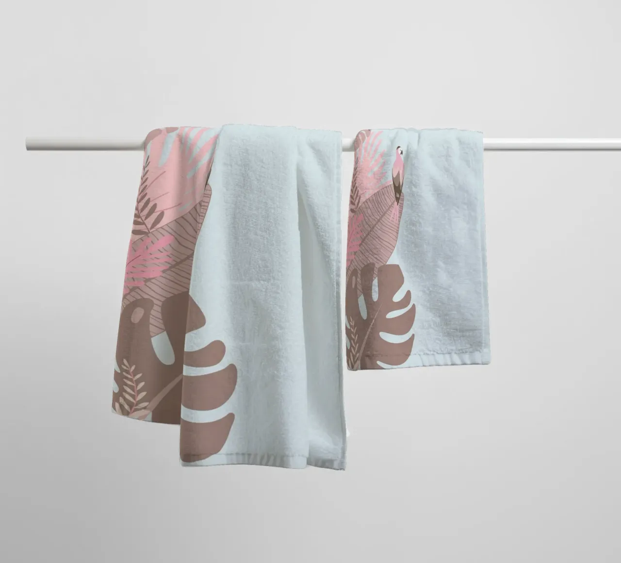 Pappagallo tropicale e foglie pastello | Estetica Boho Jungle Prin asciugamano da bagno da NorwesClub