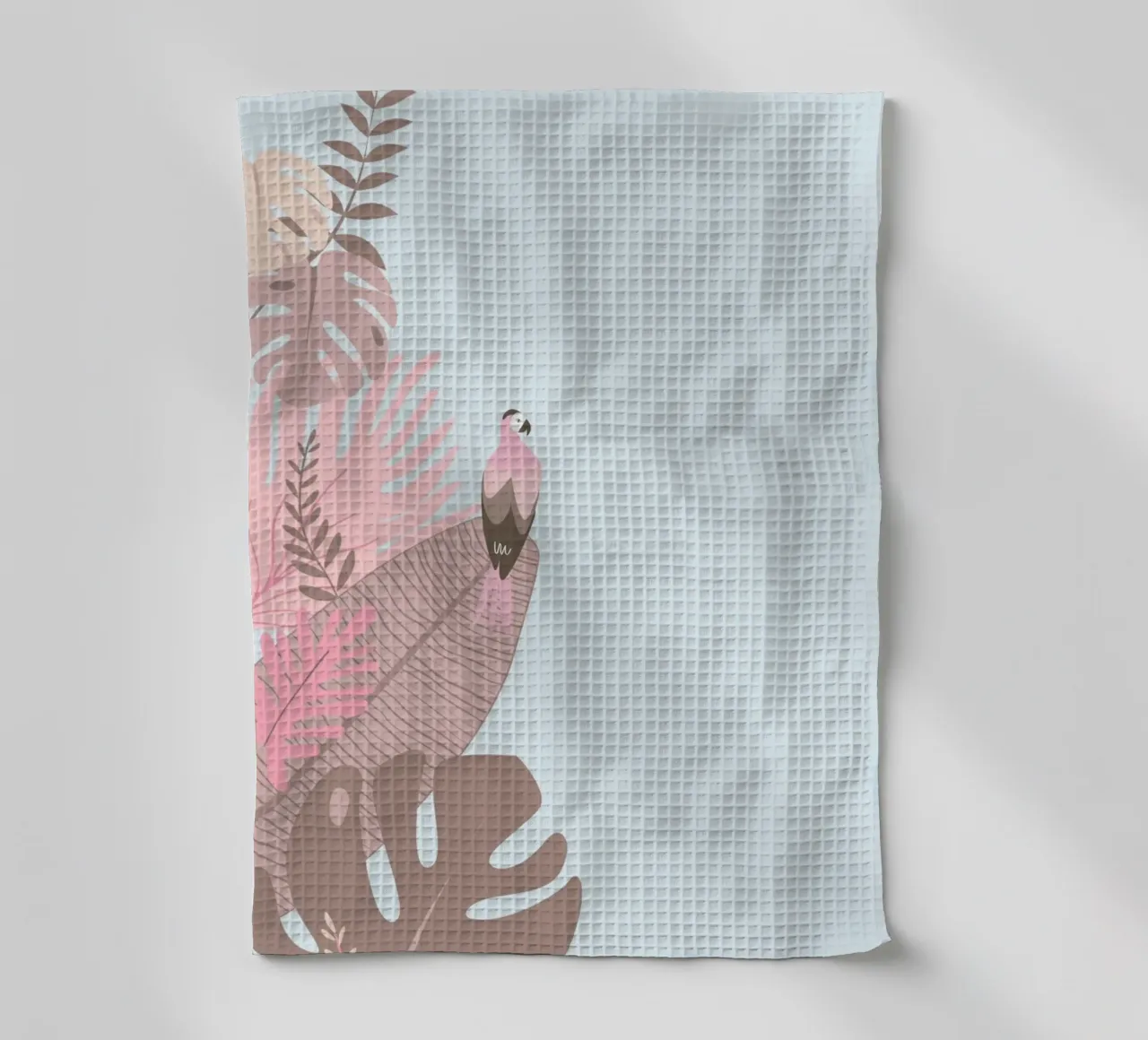 Pappagallo tropicale e foglie pastello | Estetica Boho Jungle Prin canovaccio da cucina da NorwesClub
