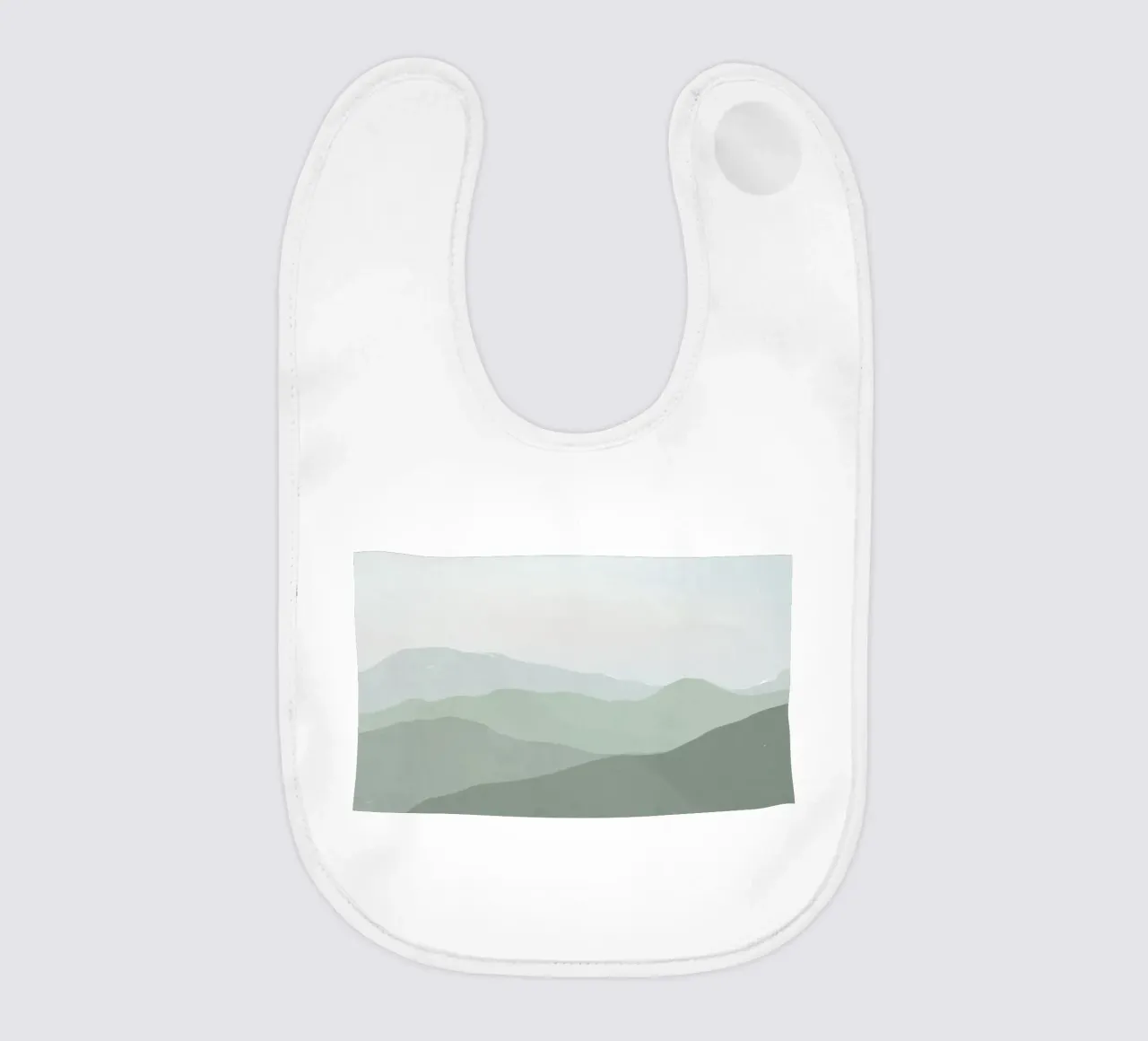 Misty Green Mountain Layers | Serene Abstract Landscape Prin baby bib by NorwesClub