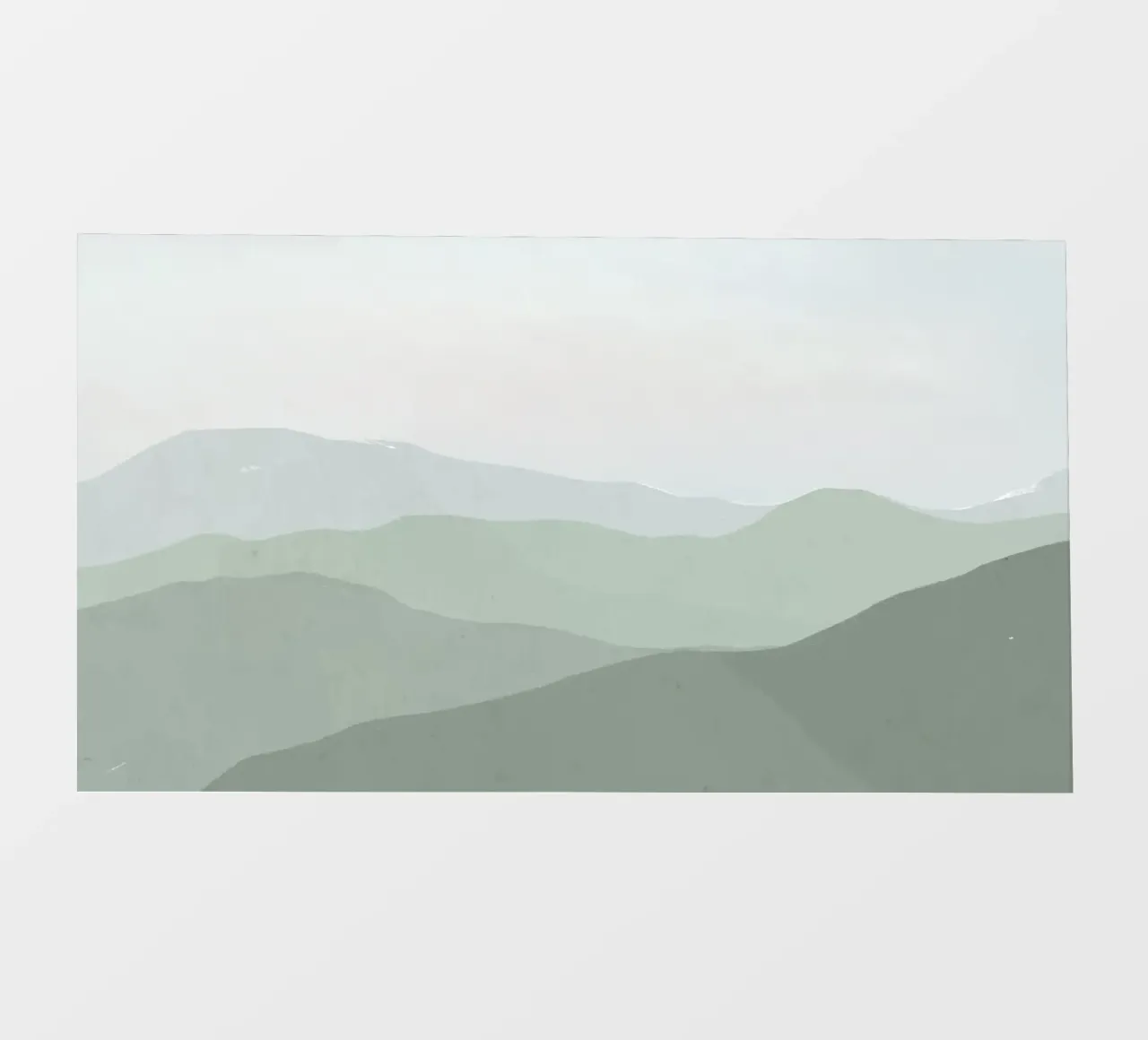 Misty Green Mountain Layers | Serene Abstract Landscape Prin lámina retroiluminada de NorwesClub