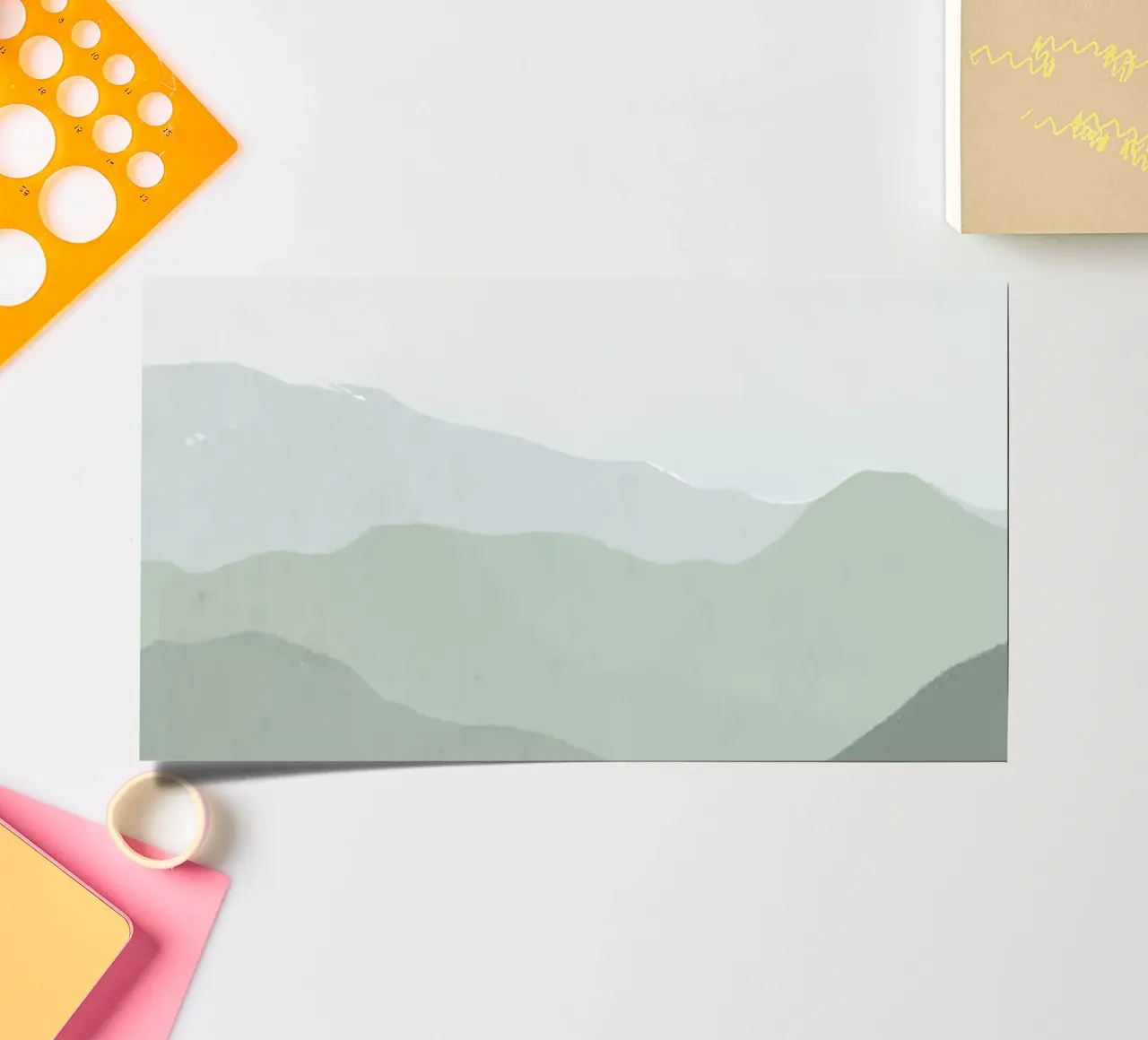 Misty Green Mountain Layers | Serene Abstract Landscape Prin sticker sheet by NorwesClub