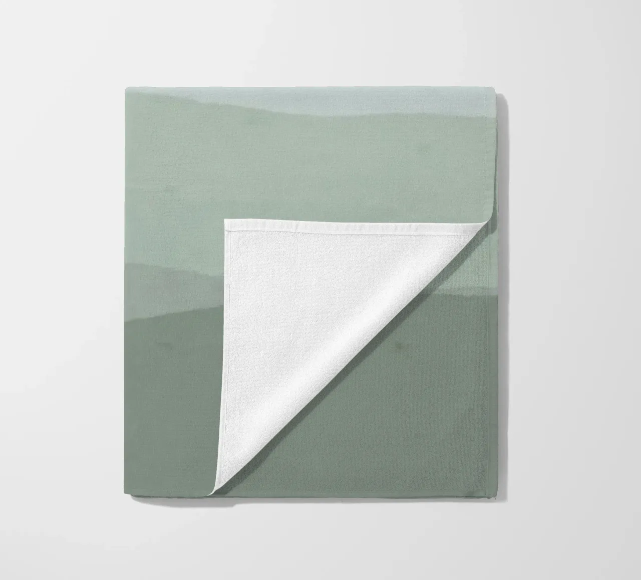 Misty Green Mountain Layers | Serene Abstract Landscape Prin beach towel by NorwesClub