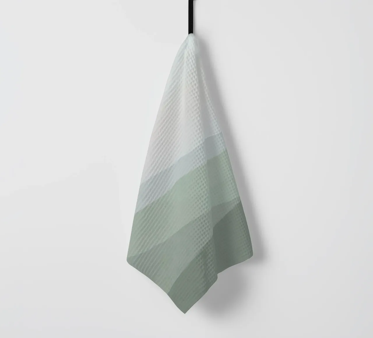 Misty Green Mountain Layers | Serene Abstract Landscape Prin Geschirrtuch von NorwesClub