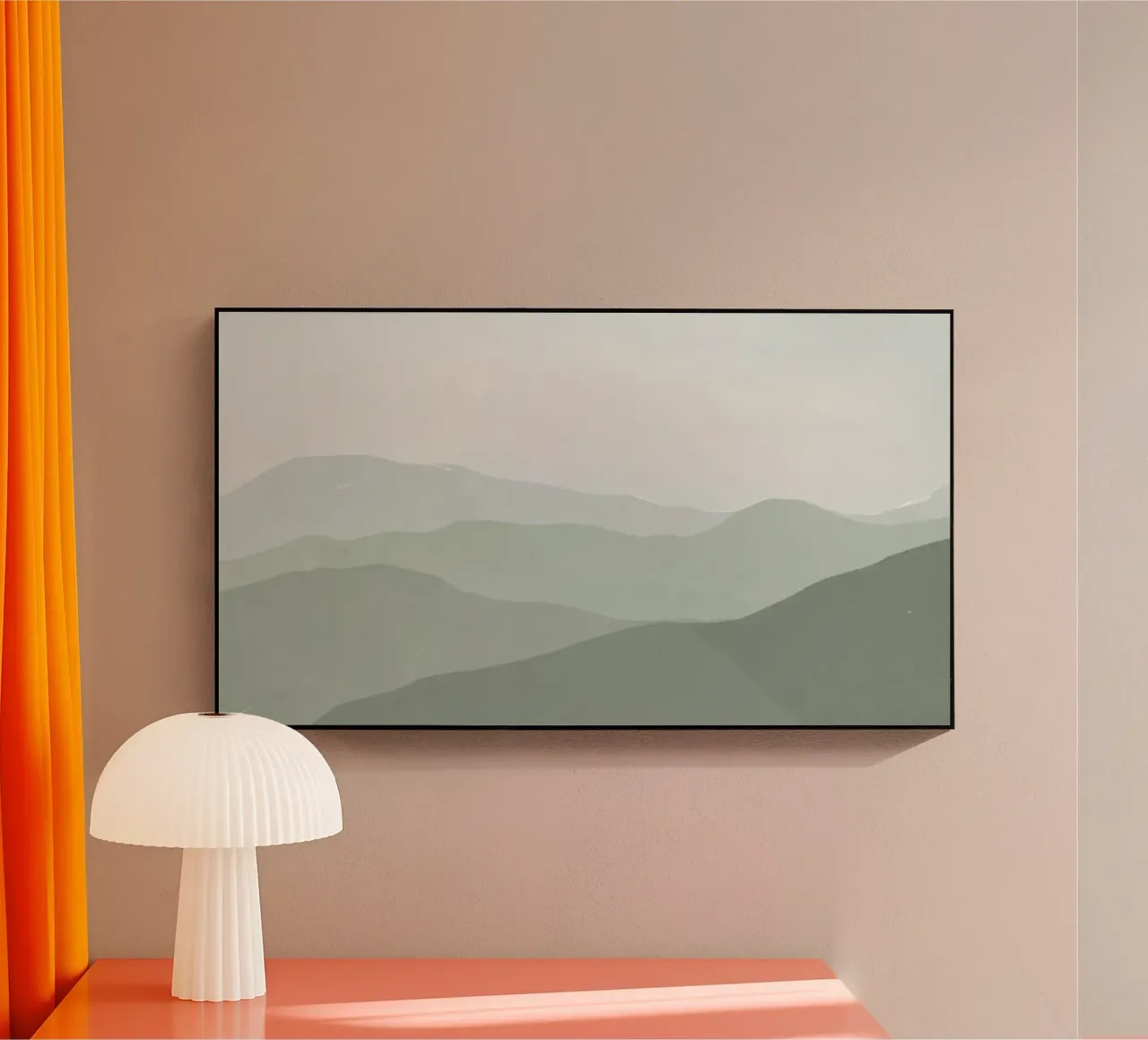 Misty Green Mountain Layers | Serene Abstract Landscape Prin metacrilato de NorwesClub