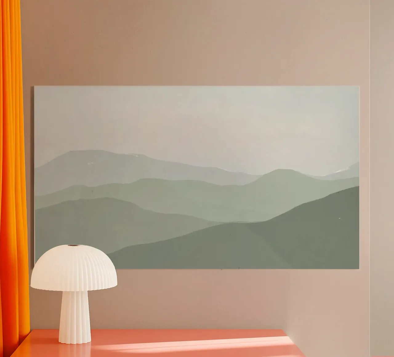 Misty Green Mountain Layers | Serene Abstract Landscape Prin metacrilato de NorwesClub