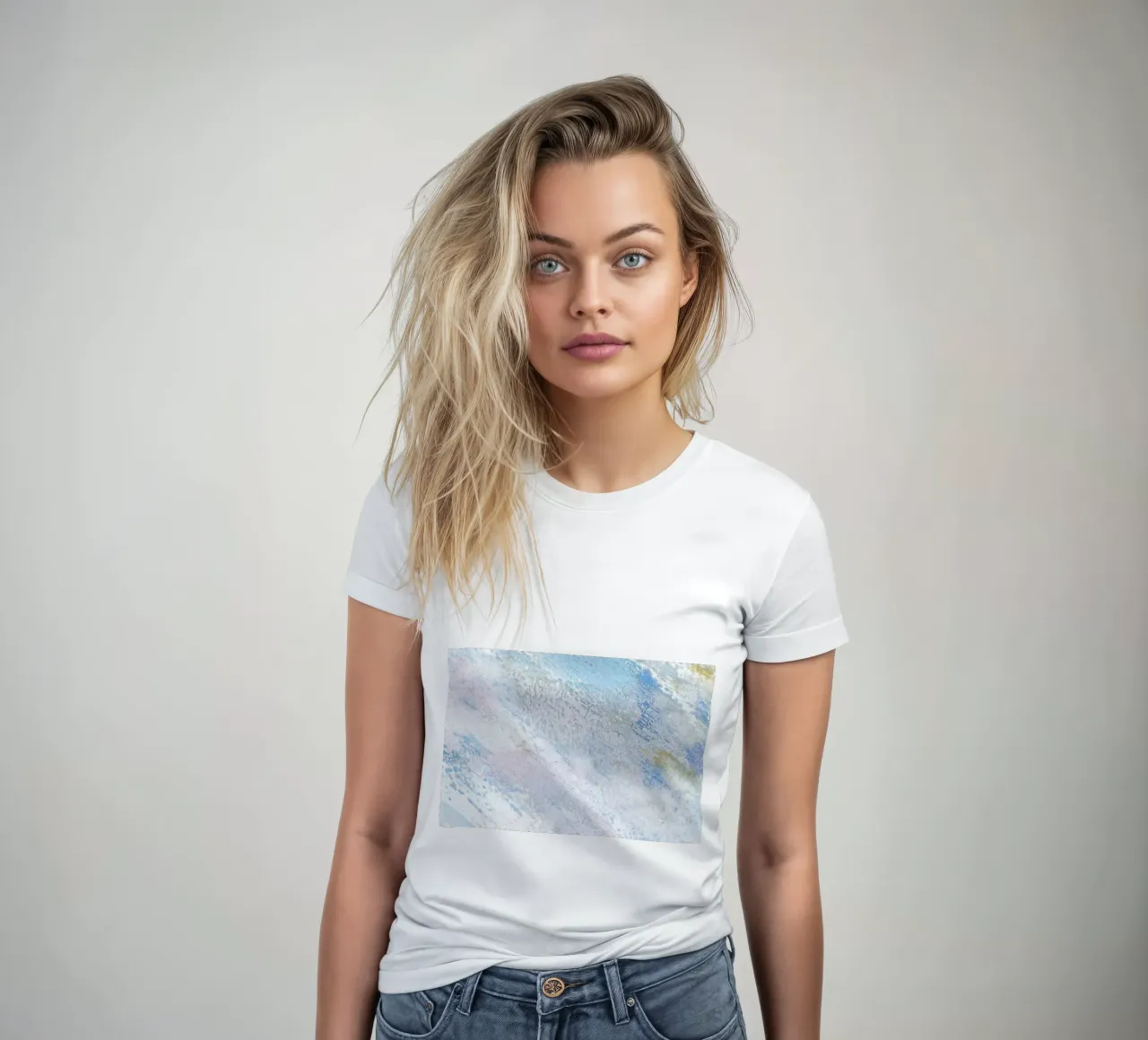 Abstracte Pastel Swirls | Textured Modern Impressionist Print dames t-shirt getailleerd van NorwesClub