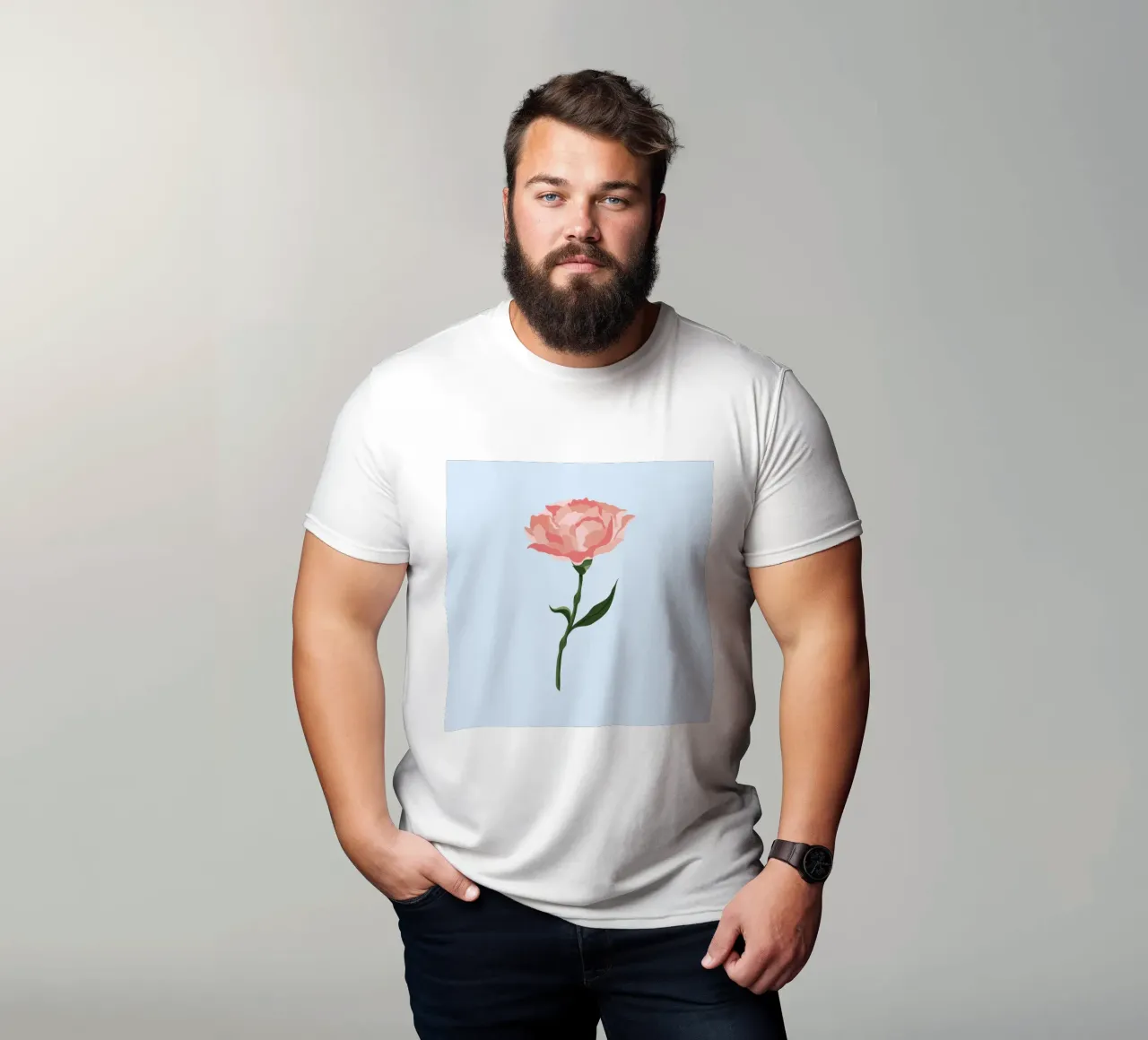 Pink Carnation Flower Art | Minimalist Botanical Print t-shirt by NorwesClub