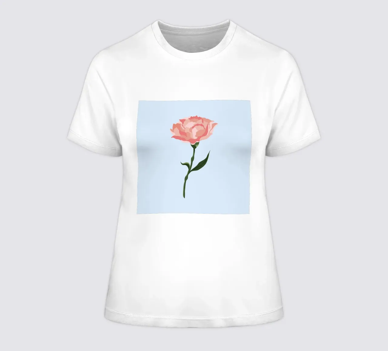 Pink Carnation Flower Art | Minimalist Botanical Print women's fitted t-shirt by NorwesClub
