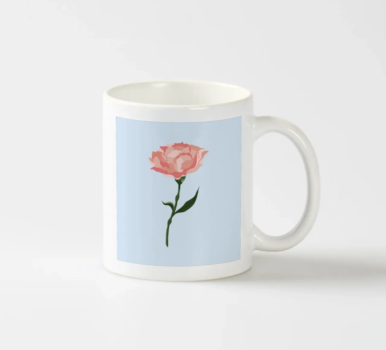 Pink Carnation Flower Art | Minimalist Botanical Print ceramic mug by NorwesClub