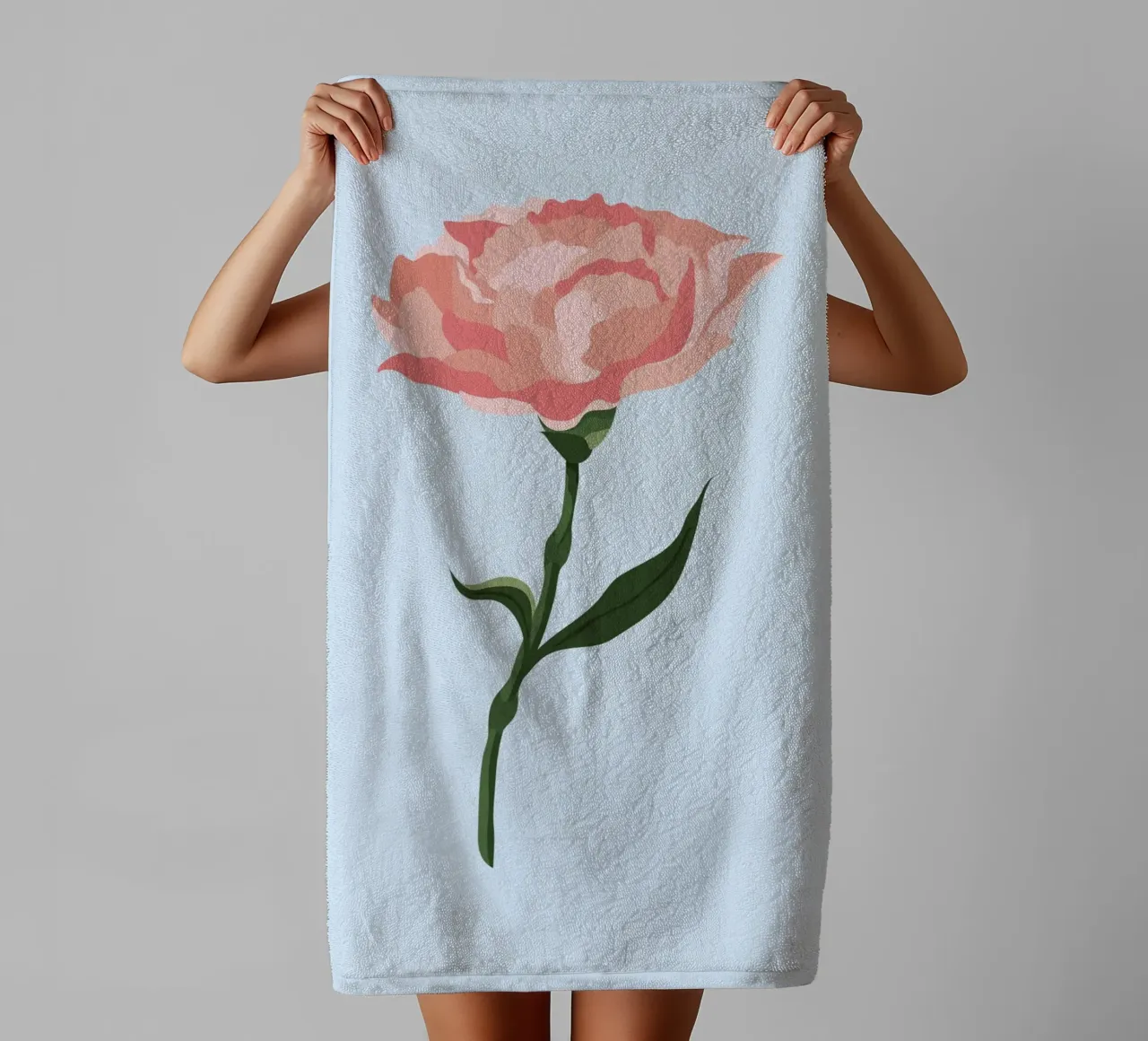 Pink Carnation Flower Art | Minimalist Botanical Print towel by NorwesClub