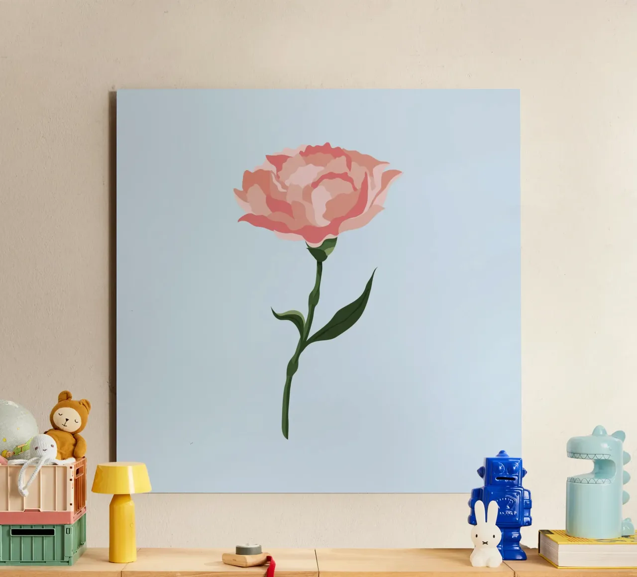 Pink Carnation Flower Art | Minimalist Botanical Print alu-dibond by NorwesClub