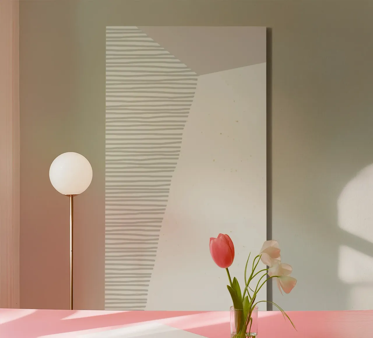 Geometrische Pastel Abstract Minimalistische Gestreepte Moderne Kunst Pr canvas met Baklijst van NorwesClub