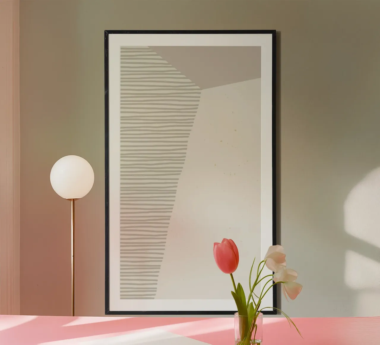 Geometric Pastel Abstract | Minimalist Striped Modern Art Pr poster with aluminum frame by NorwesClub