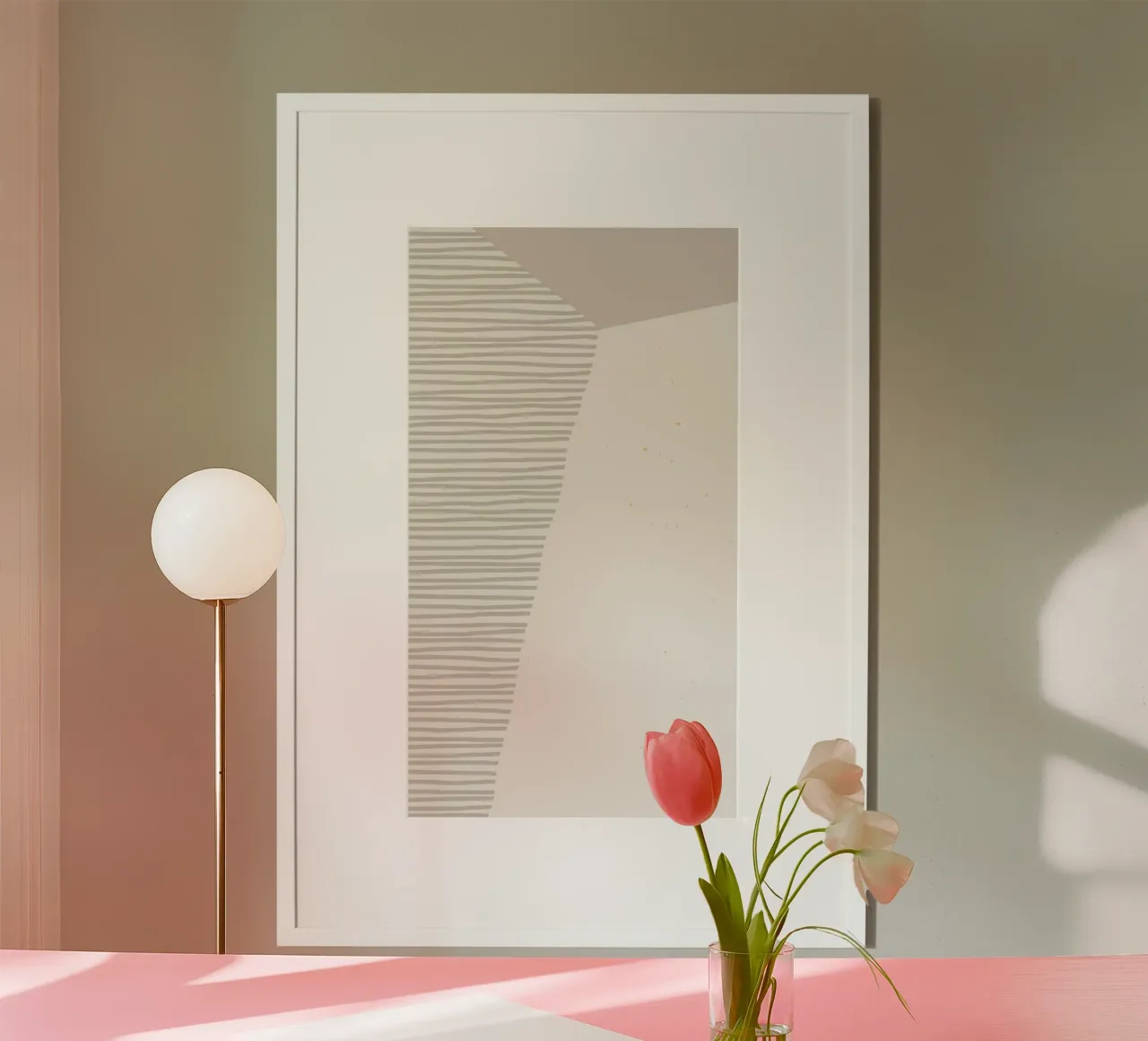 Geometric Pastel Abstract | Minimalist Striped Modern Art Pr poster with aluminum frame by NorwesClub
