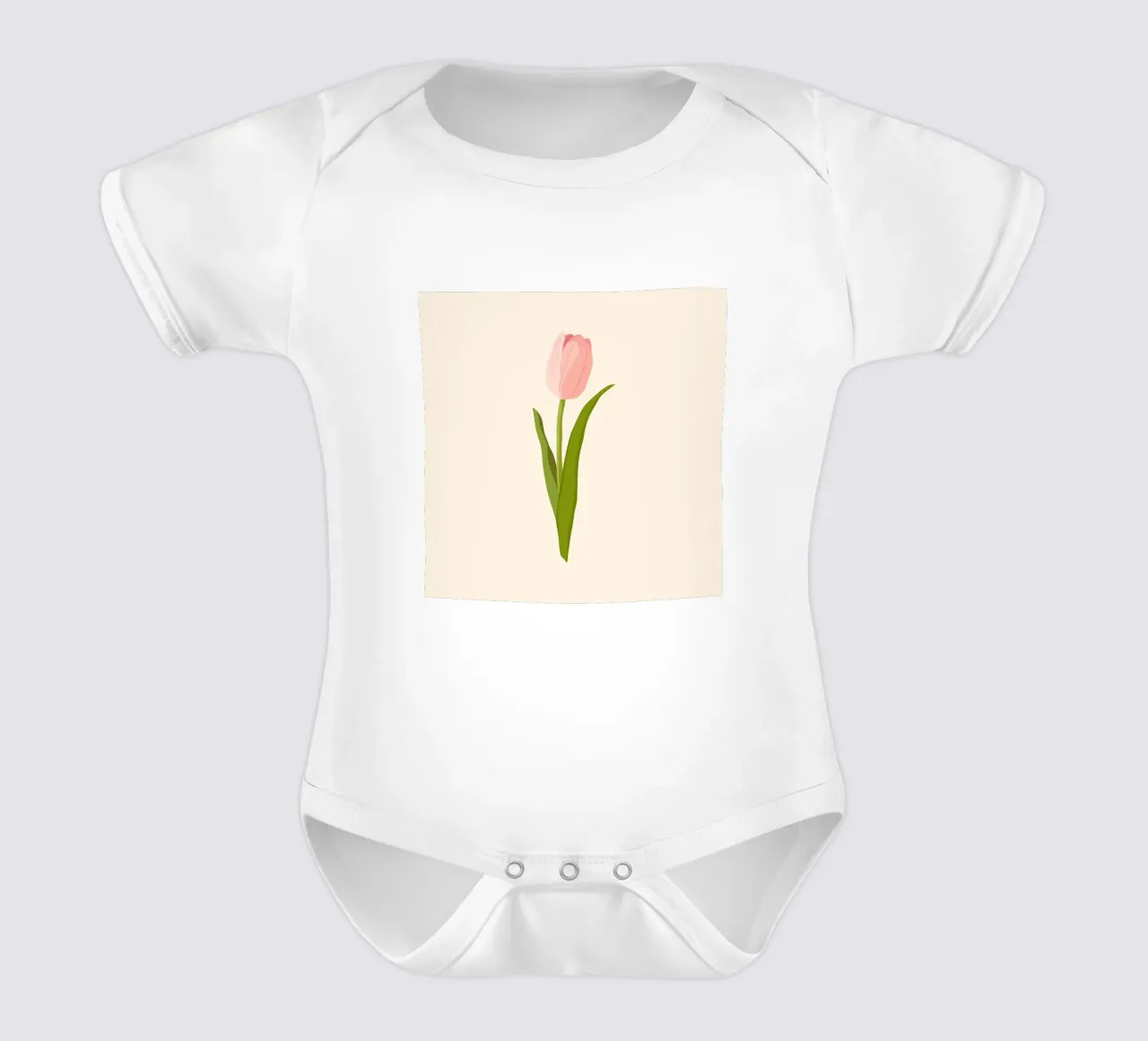 Elegant Pink Tulip Bloom | Minimalist Botanical Art Print short-sleeve baby romper by NorwesClub