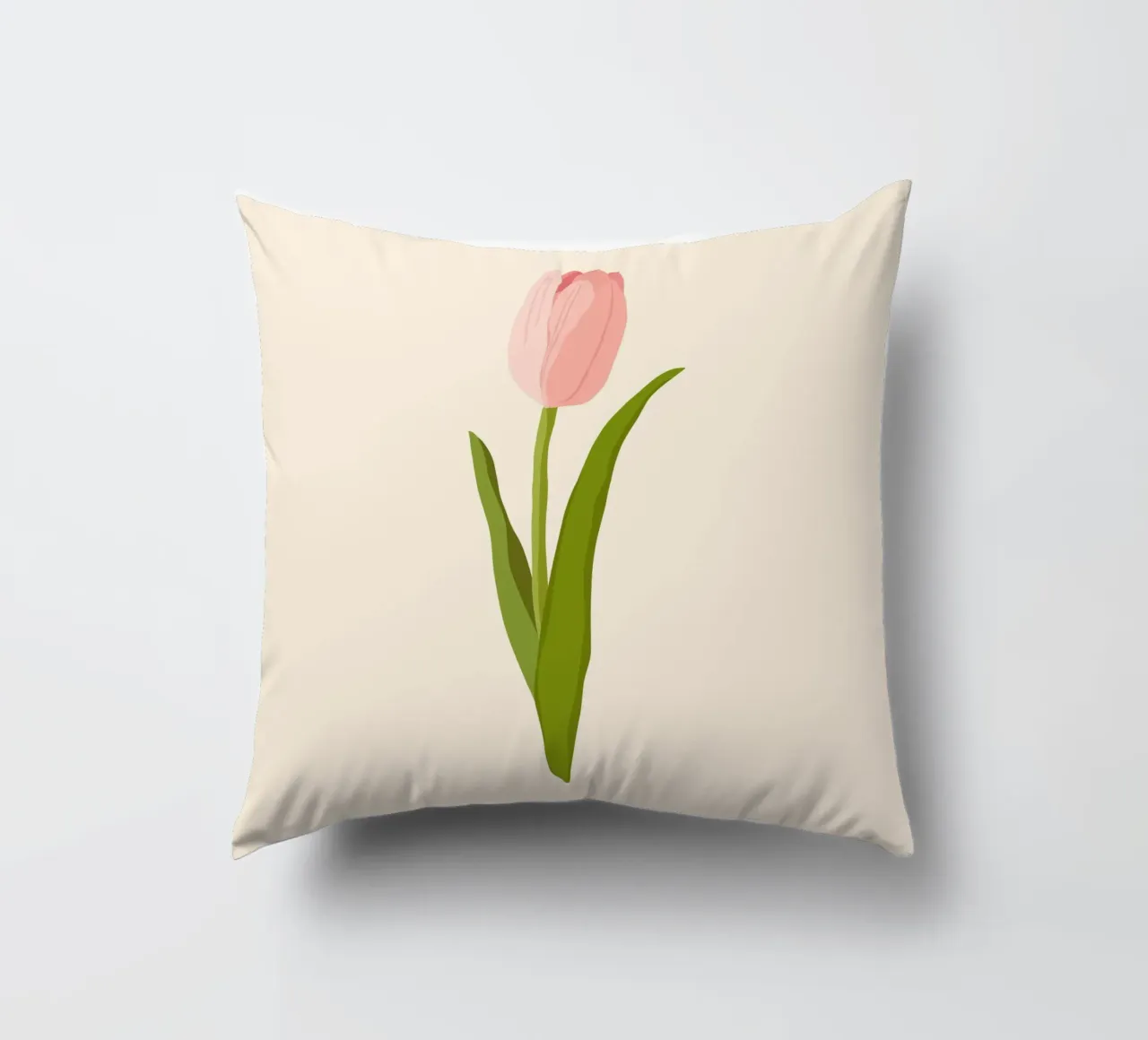 Elegant Pink Tulip Bloom | Minimalist Botanical Art Print decorative cushion by NorwesClub