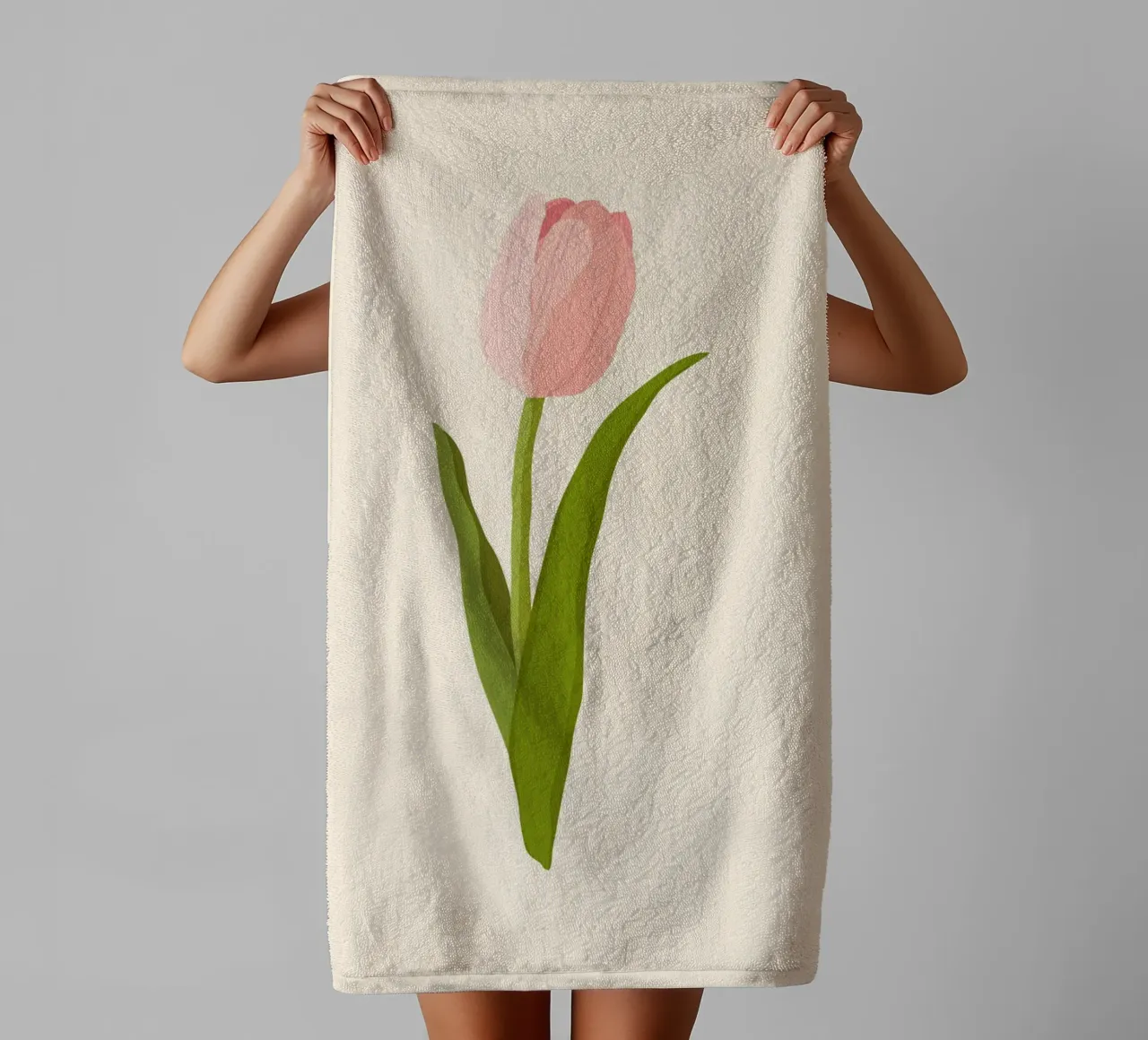 Elegant Pink Tulip Bloom | Minimalist Botanical Art Print towel by NorwesClub