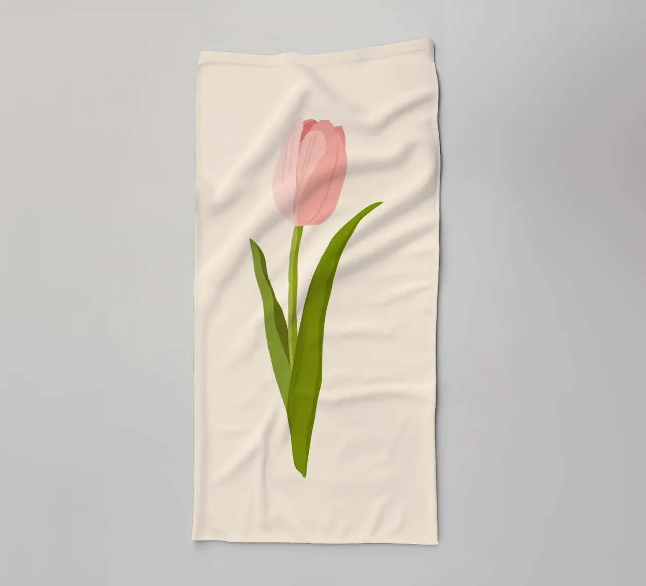 Elegant Pink Tulip Bloom | Minimalist Botanical Art Print towel by NorwesClub
