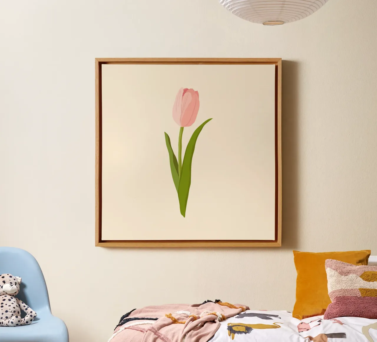 Elegant Pink Tulip Bloom | Minimalist Botanical Art Print canvas by NorwesClub